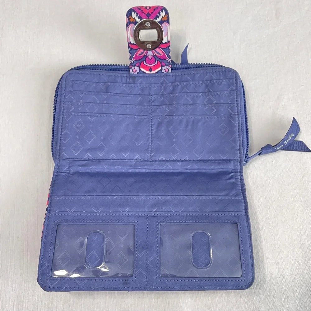 Vera Bradley Turn Lock RFID Full Size Wallet  Magenta Medallion print